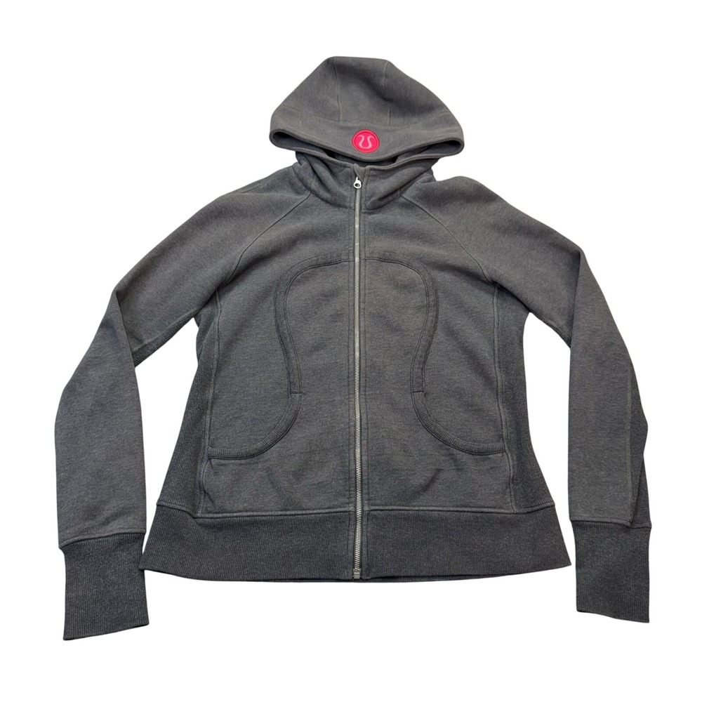 Rare Lululemon Scuba Hoodie 12 W Gray Full Zip Muladhara Tree Chakra Yoga Jacket